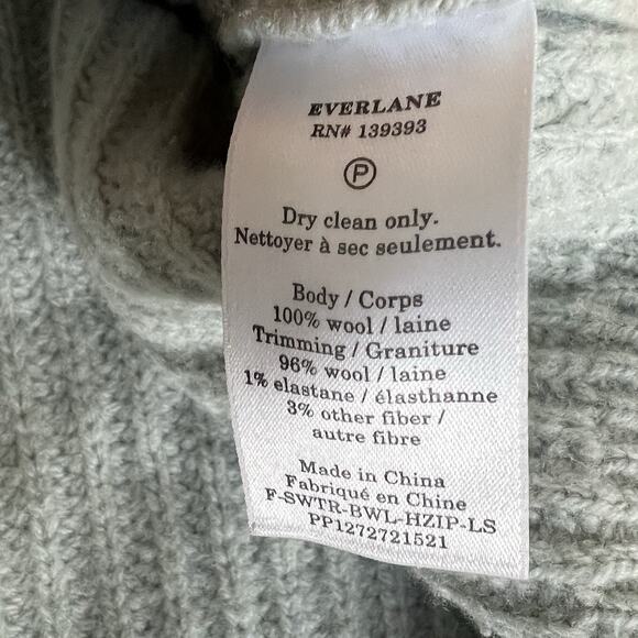 Everlane Felted Merino Half Zip Sweater Size M Light Blue Green - Picture 9 of 9